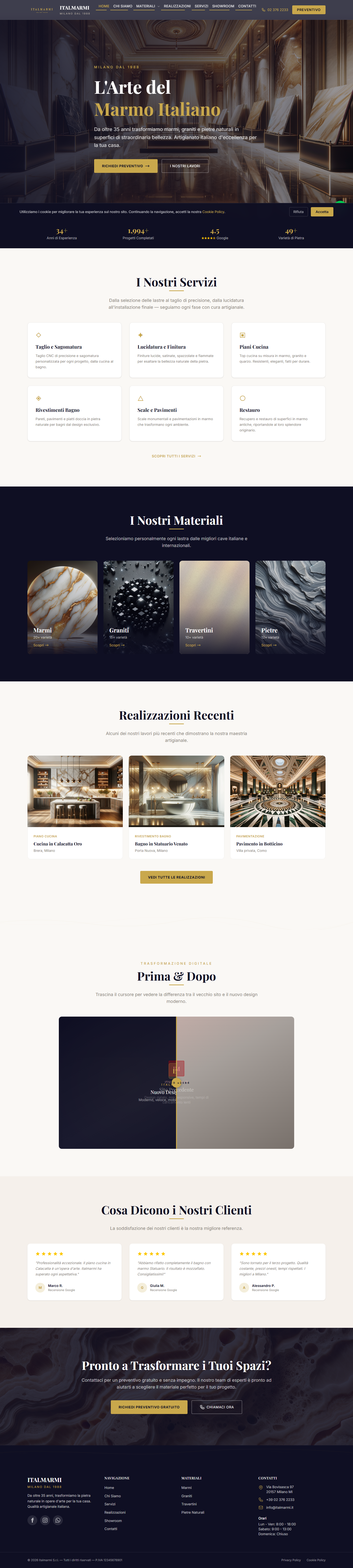 Italmarmi — new website desktop view