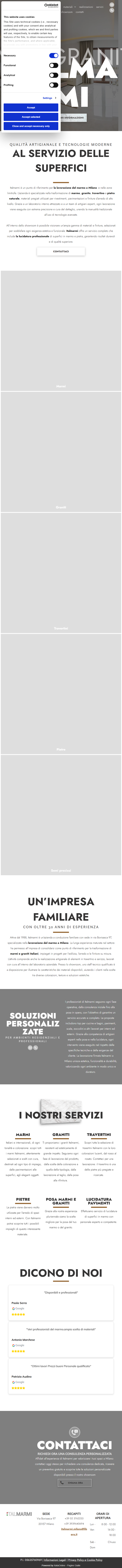 Italmarmi — old website mobile view